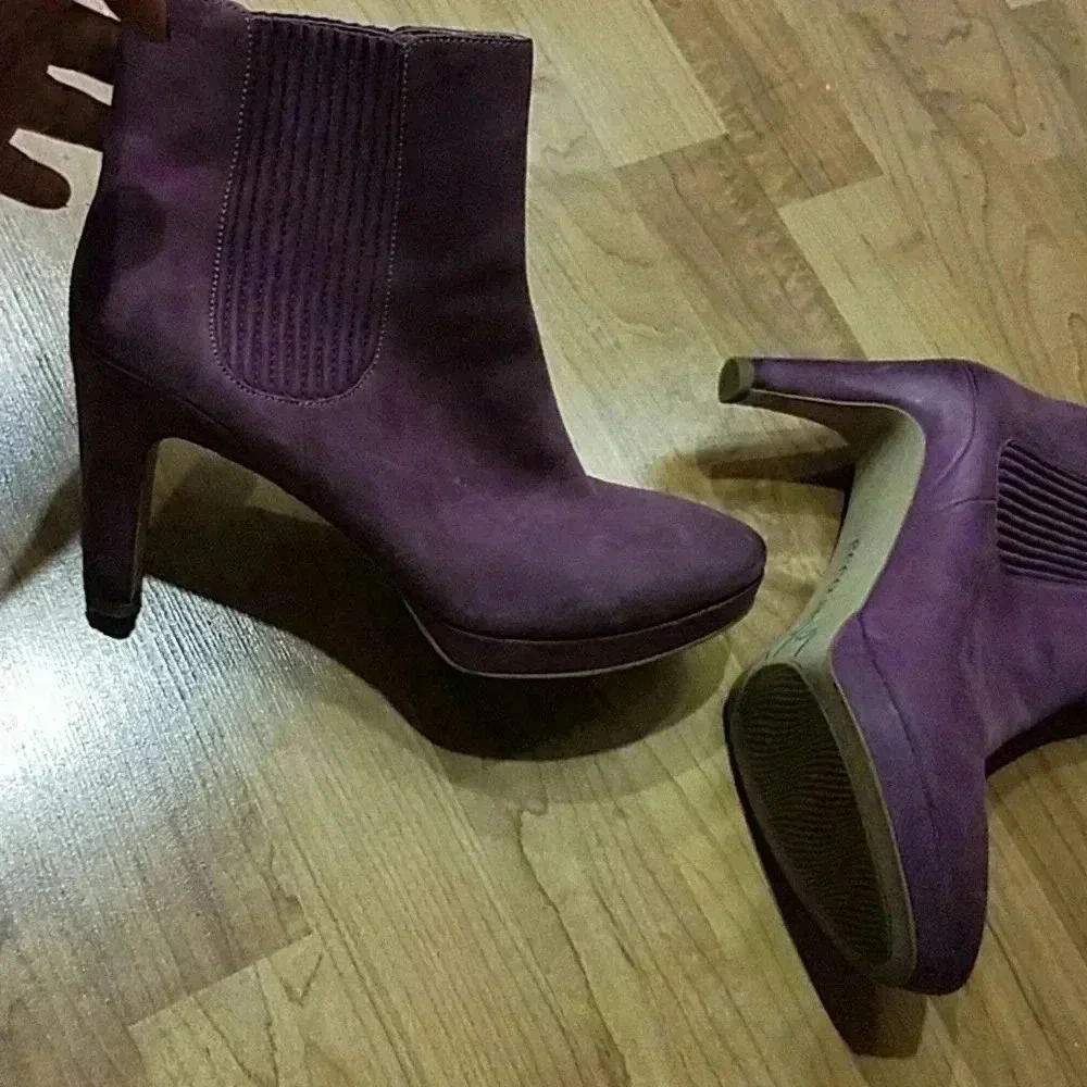 ECCO NAVOI PLATFORM CHELSEA BOOTIES GENUINE LEATHER VIOLET PURPLE 40